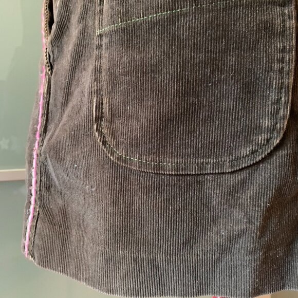 Seven 7 Straight short skirt in brown corduroy with floral embroidery - Size: 27 - Picture 5 of 7